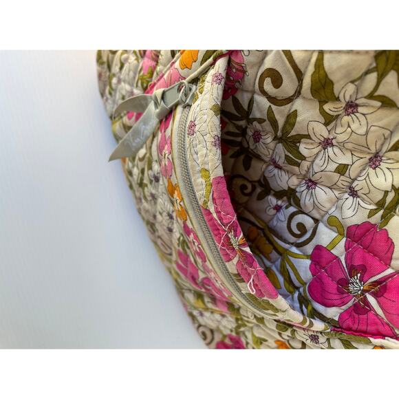 VERA BRADLEY Floral Tote with Coin Purse Wristlet Pink Orange Cottagecore Quilt - Picture 8 of 12